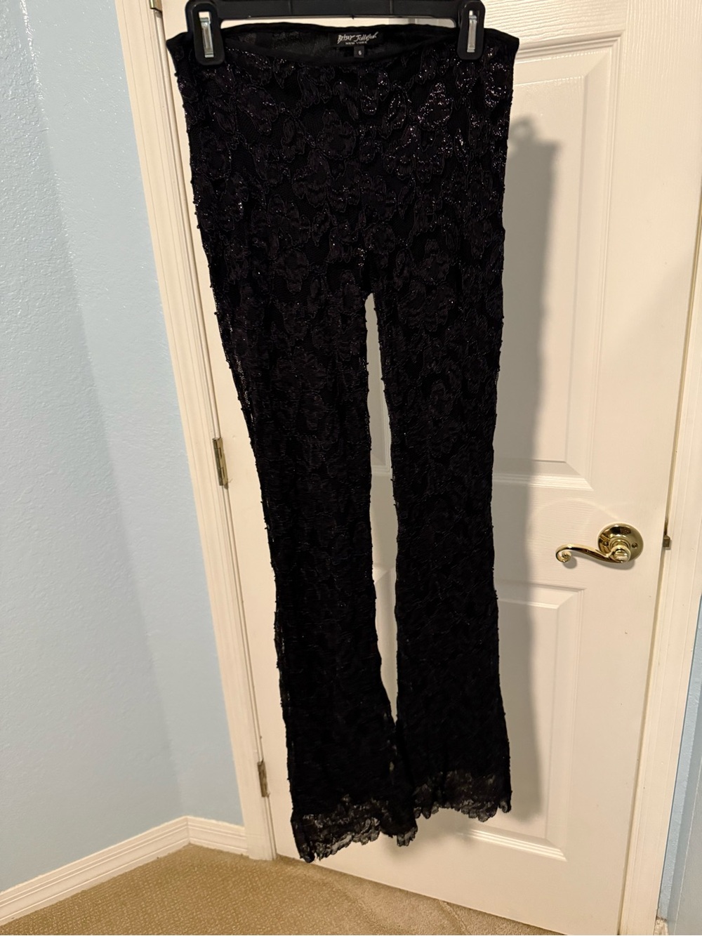 Betsey Johnson Black Lace pants with Floral Pattern